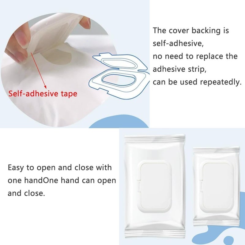 UtySty 5 Pack Baby Wipes Flip Lid Reusable Adhesive Sticky Dispenser Cover Non-Drying Cap for Child Water Wipe Packs Bag Package Portable Pouch Travel Wet Tissues Paper Towel Holder Container - Image 3